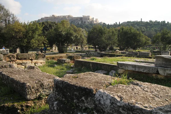 Atina güzel cityscape. Atina'nın eski şehir ve Akropol, Agora, Plaka ve antik kalıntıların Parthenon Tapınağı. 