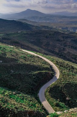 Acrocorinth, üst Korint Kalesi, antik Corinth, Akropolisi antik şehir Corinth, Yunanistan nezaret yekpare kayadır. Arkeolojik Acrocorinth, Peloponnese, Yunanistan eski Corinth Akropolisi.