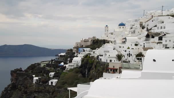 Santorini Grecia Increíble Vista Naturaleza Santorini Volcán Santorini Casas Tradicionales — Vídeos de Stock