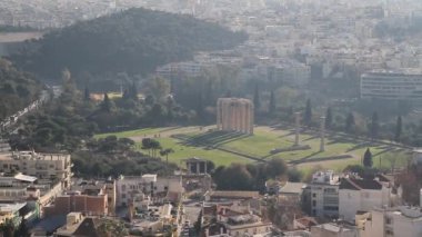 Atina güzel cityscape. Atina'nın eski şehir ve Akropol, Agora, Plaka ve antik kalıntıların Parthenon Tapınağı. 