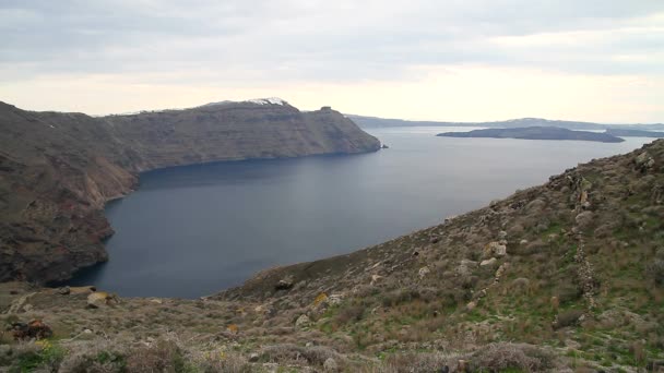 Santorini Grecia Increíble Vista Naturaleza Santorini Volcán Santorini Casas Tradicionales — Vídeos de Stock