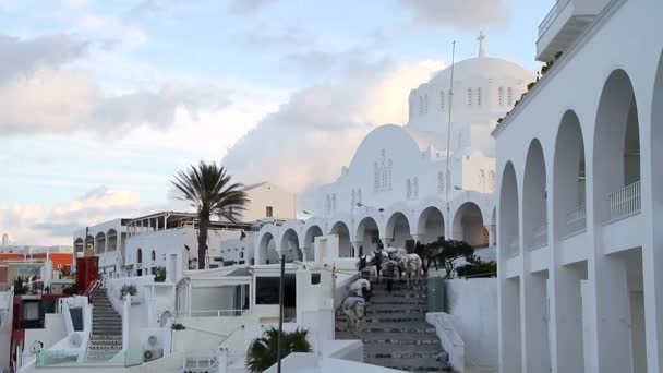 Santorini Řecko Překrásný Výhled Santorini Povahy Sopka Santorini Tradiční Kykladské — Stock video