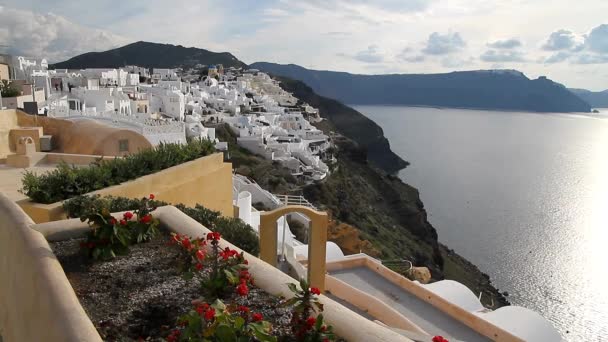 Santorini Grecja Niesamowite Widoki Natura Santorini Wulkan Santorynu Tradycyjnym Dla — Wideo stockowe