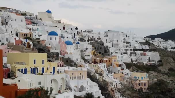 Santorini Griekenland Geweldig Uitzicht Santorini Aard Vulkaan Van Santorini Traditionele — Stockvideo