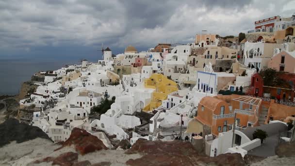 Santorini Grecia Increíble Vista Naturaleza Santorini Volcán Santorini Casas Tradicionales — Vídeo de stock