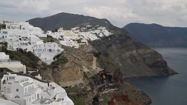 Santorini Griekenland Geweldig Uitzicht Santorini Aard Vulkaan Van Santorini Traditionele — Stockvideo