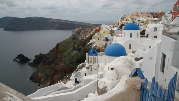 Santorini Grecia Increíble Vista Naturaleza Santorini Volcán Santorini Casas Tradicionales — Vídeos de Stock