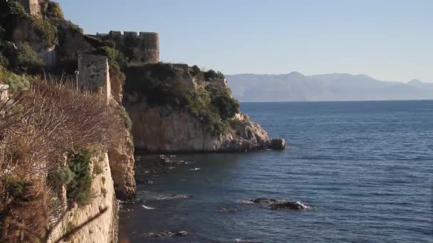 Vista Corfu Kerkyra Kerkyra Capital Ilha Corfu Grécia Panagia Vlacherna — Vídeo de Stock