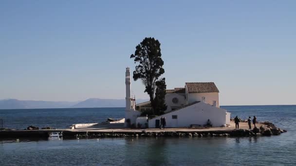Vista Corfu Kerkyra Kerkyra Capital Ilha Corfu Grécia Panagia Vlacherna — Vídeo de Stock