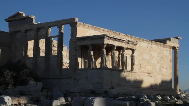 Akropolis Van Athene Griekenland Met Parthenon Tempel Beroemde Oude Parthenon — Stockvideo