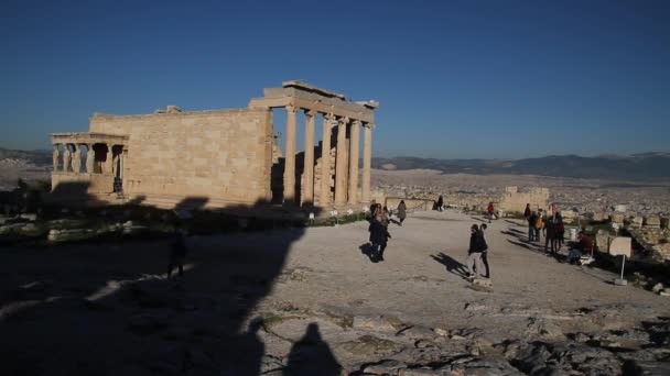 Acrópole Atenas Grécia Com Templo Partenon Famoso Antigo Templo Parthenon — Vídeo de Stock