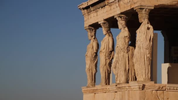 Akropole Athénách Chrám Parthenon Slavný Starý Chrám Parthenon Hlavní Dominantou — Stock video