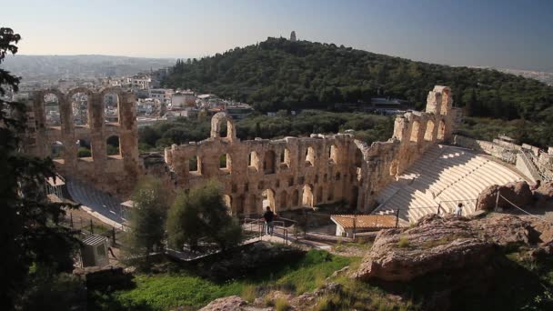 Acrópole Atenas Grécia Com Templo Partenon Famoso Antigo Templo Parthenon — Vídeo de Stock