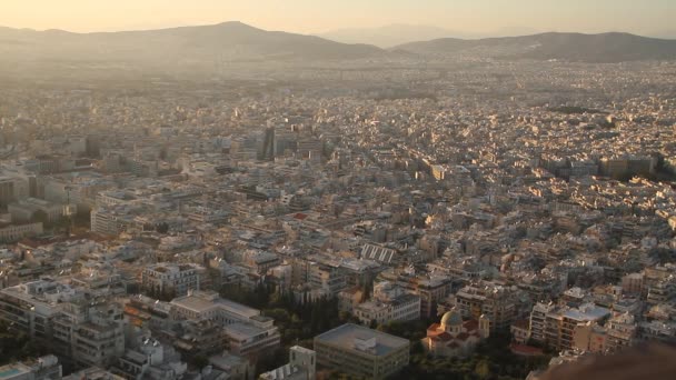 Beautifull Stadsbilden Aten Atens Gamla Stad Och Parthenon Templet Akropolis — Stockvideo