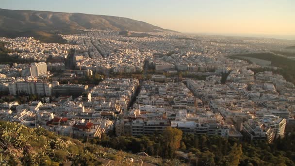 Hermoso Paisaje Urbano Atenas Casco Antiguo Atenas Templo Partenón Acrópolis — Vídeo de stock