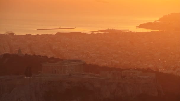 Magnifique Paysage Urbain Athènes Vieille Ville Athènes Temple Parthénon Acropole — Video