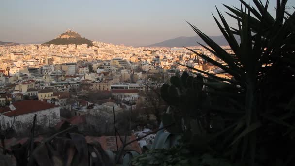 Překrásné Panorama Athén Staré Město Athény Chrám Parthenon Akropoli Agora — Stock video