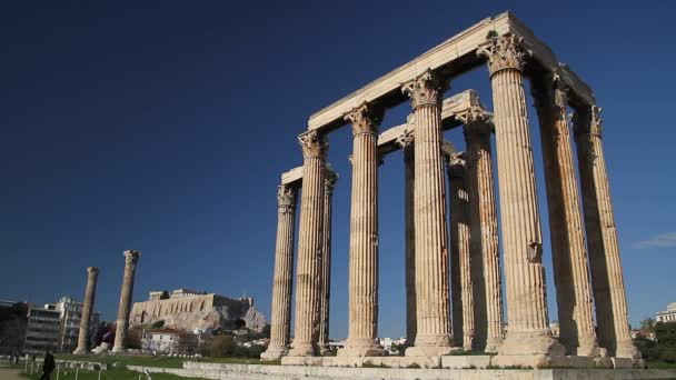 Bela Paisagem Urbana Atenas Cidade Velha Atenas Temple Parthenon Acropolis — Vídeo de Stock