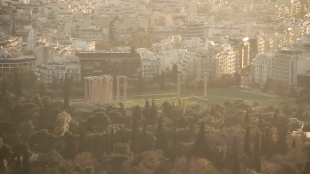 Splendido Paesaggio Urbano Atene Centro Storico Atene Tempio Del Partenone — Video Stock