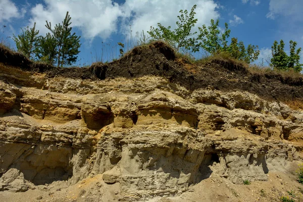 Panorama Van Verlaten Mijnbouw Bouwmaterialen Put Toeristisch Landschap Oekraïne — Stockfoto