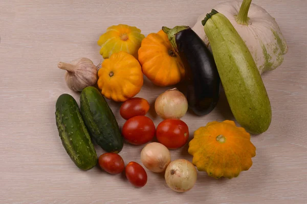 Verduras Diferentes Sobre Fondo Blanco Conjunto Productos Vitamínicos Verano — Foto de Stock