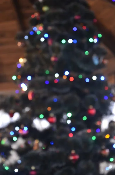 Weihnachtsdekoration Auf Der Straße Bunte Feiertags Bokeh Lichter Nächtliche Beleuchtung — Stockfoto