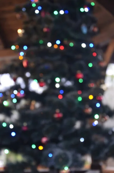 Weihnachtsdekoration Auf Der Straße Bunte Feiertags Bokeh Lichter Nächtliche Beleuchtung — Stockfoto
