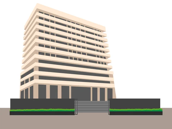 Κτίριο Έννοια Διανυσματικά Αντικείμενα Εικονίδιο Επίπεδη Σχεδίαση Λευκό Φόντο — Διανυσματικό Αρχείο
