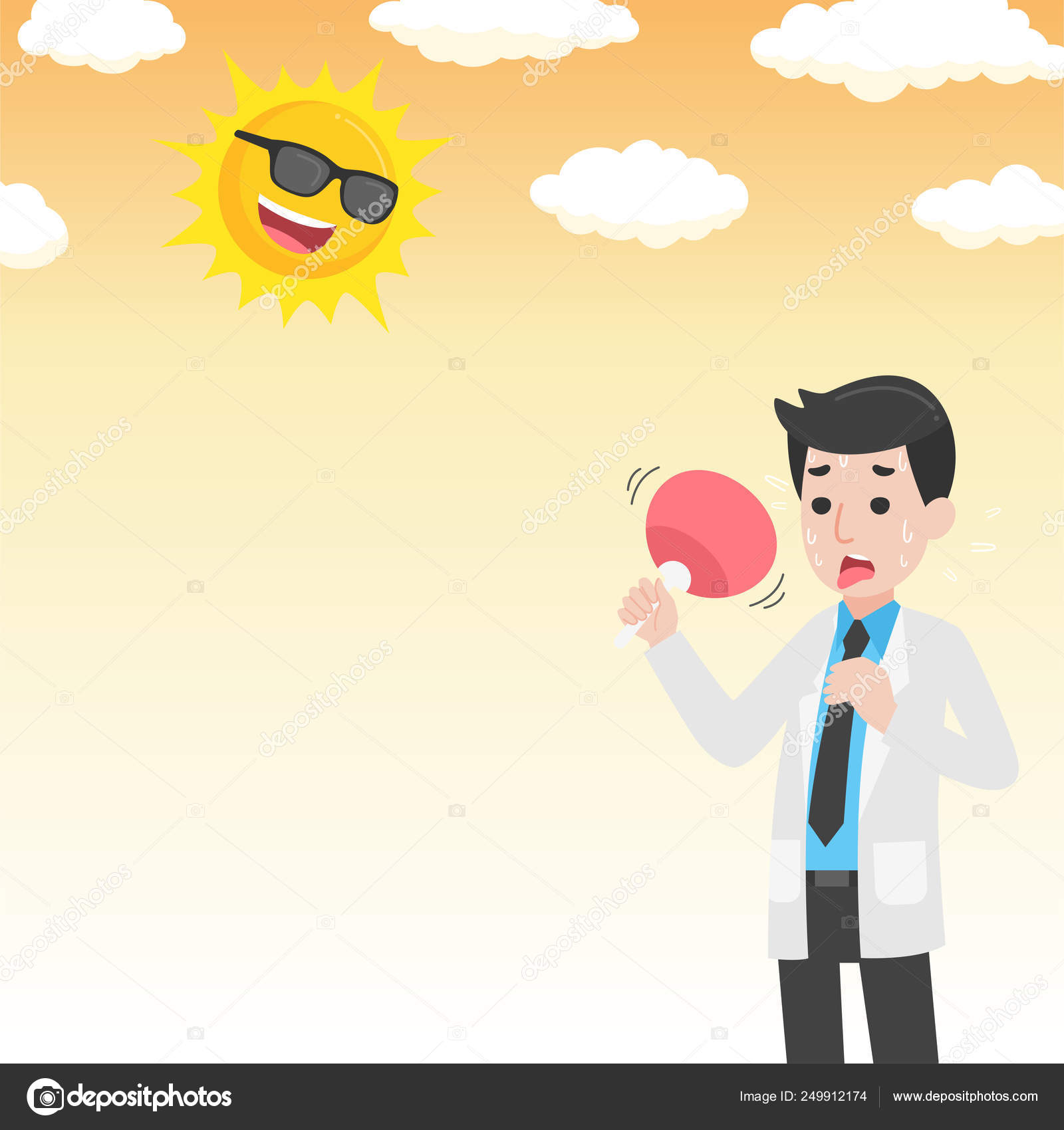 Doctor Holding Fan Have Heatstroke Summer Concept Hot Weather Cartoon Stock  Vector Image by ©PoiNatthaya #249912174