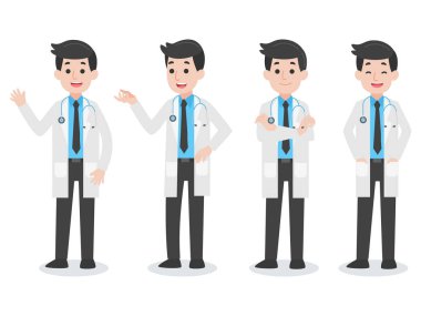 Doktor karakter tıbbi sağlık bakım kavramı, çizgi film karakteri vektör düz tasarım sağlık hayat dizi.