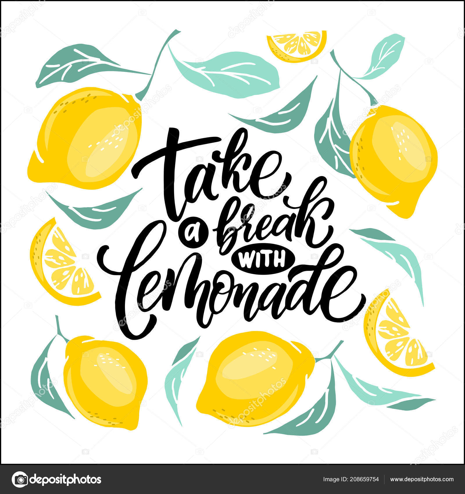 Download Lemonade Lettering Lemon Label Brush Calligraphy Word ...