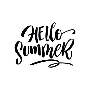 Merhaba yaz. Yaz hakkında el yazısı alıntısı. Vektör illüstrasyonu.