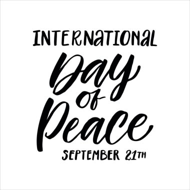Beyaz arkaplanda Uluslararası Barış Günü vektör el yazısı
