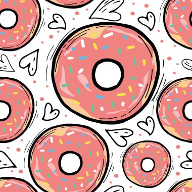 Beyaz arkaplanda donut deseni