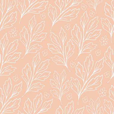 Pembe arka planda tek sıra halinde yaprakları olan desen
