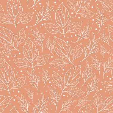 Pembe arka planda tek sıra halinde yaprakları olan desen