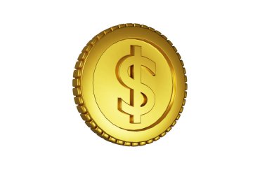 Beyaz zemin üzerinde dolar işareti olan altın sikkeler. 3d oluşturma.