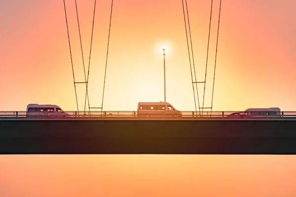 Автомобили Босфорском Мосту Официально Известные Мост Мучеников Июля Являются Одним — стоковое фото