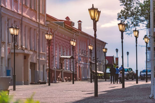 Rua Velha Vitebsk Pôr Sol Bielorrússia Europa — Fotografia de Stock