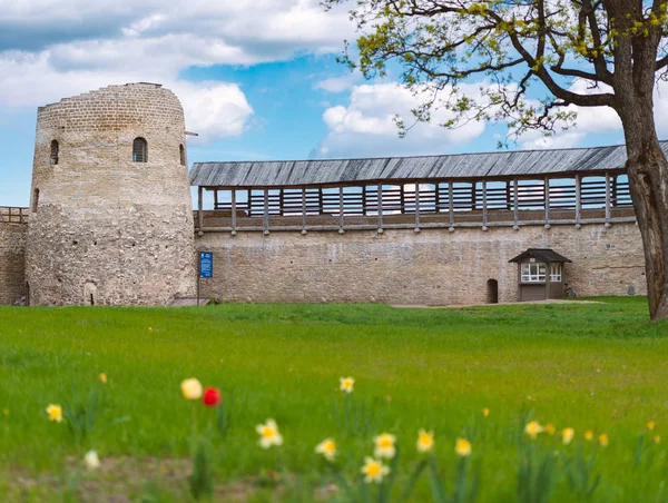 Antiguo castillo medieval de Izborsk en Rusia — Foto de Stock