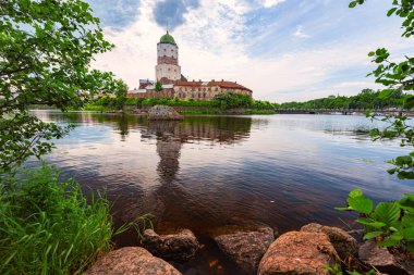 Vyborg castle in Russia on summer day clipart