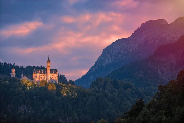 Bela Vista Mundialmente Famoso Castelo Neuschwanstein Palácio Renascentista Românico Século — Fotografia de Stock