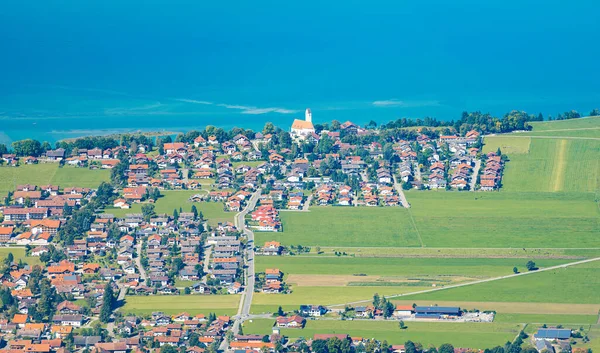 Όμορφη Και Ζεστή Πόλη Fussen Από Ψηλά Στη Γερμανία Ευρώπη — Φωτογραφία Αρχείου