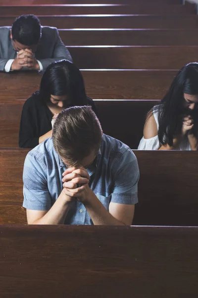 Christian Folks Praying Church — Stock Photo, Image