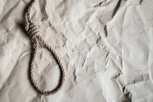 Мотузка Самогубства Зморшкуватому Папері Відмова — стокове фото