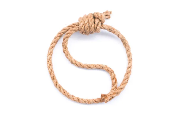 Yin Yang Shaped Gallows Suicide Rope Knot White Background — Stock Photo, Image