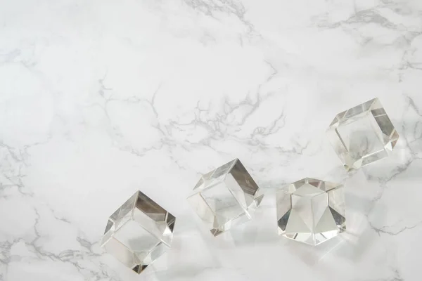 Crystal Cubes White Marble Background — Stock Photo, Image