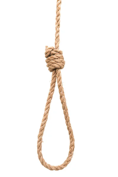 Gallows Hanging Rope Knot Tied Noose White Isolated — Stock Photo, Image