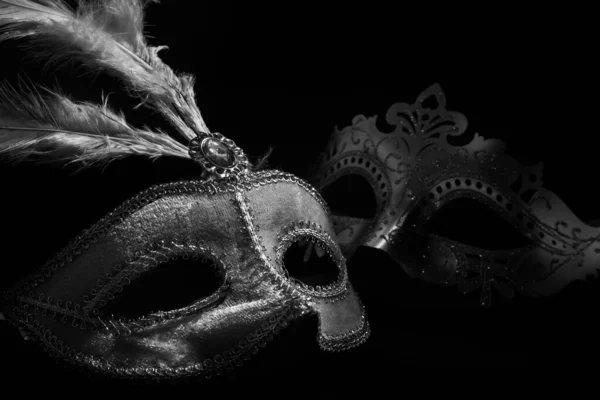Máscara Mascarada Negro Carnaval Fantasía Fondo Fiesta Oro Nuevo Venecia — Foto de Stock
