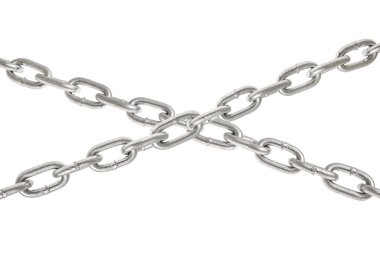 Zincirler beyazlar üzerinde çapraz